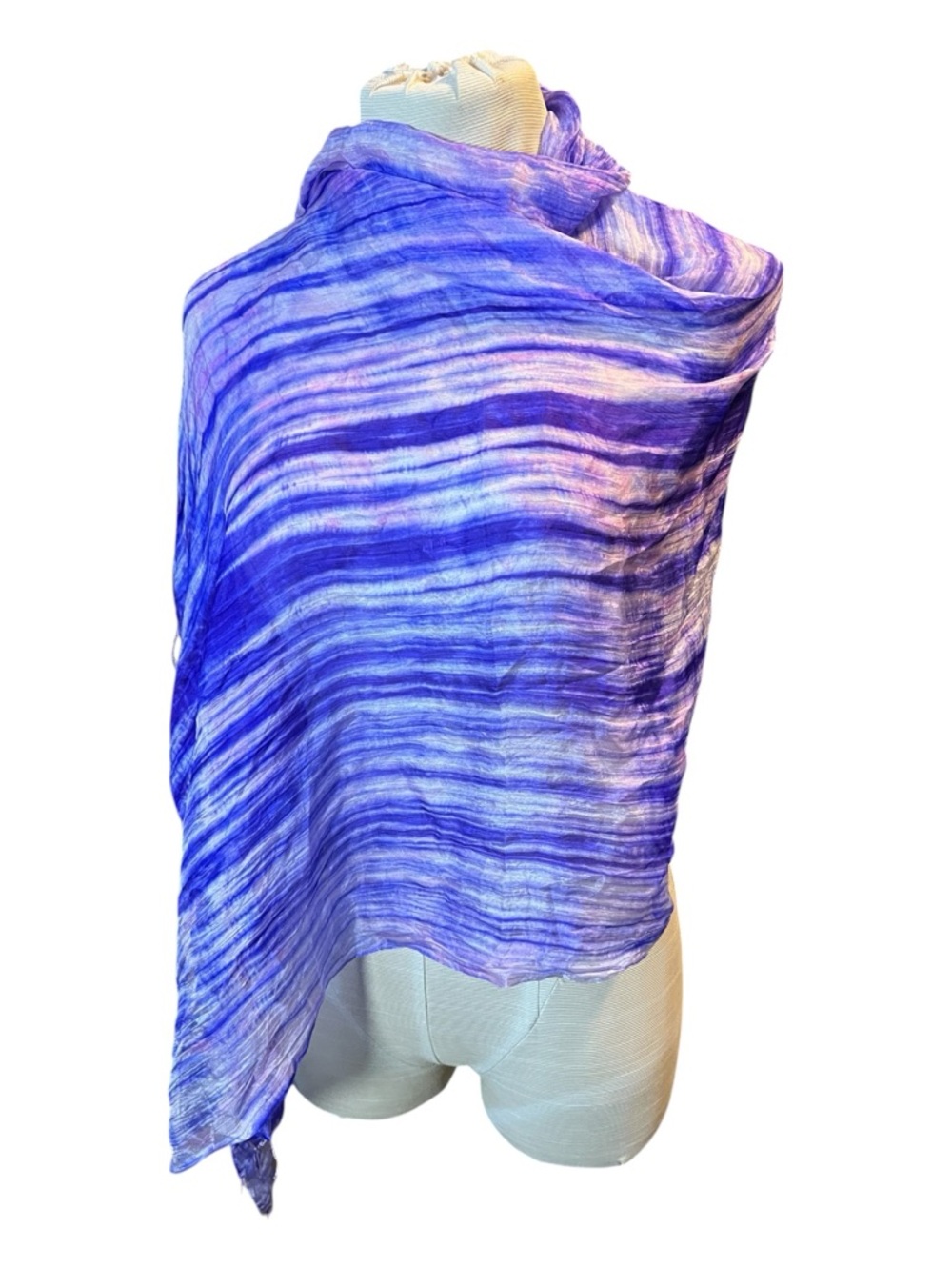 Lavender, white and magenta silk, Striped Lightweight Scarf